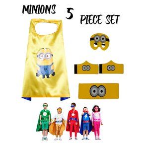 Minions Super Hero Capes for Kids Set of 5 Pieces One Size Fits All Halloween